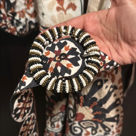 Farm Rio Flower Fan Tapestry Print Puff Sleeve Patterned Mini Dress - Picture 5 of 5